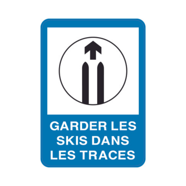 Panneau d'info rectangle Dibon 35x50cm "Garder les skis dans les traces" REC-DIB206